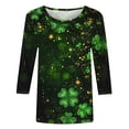 thumbnail image 2 of TaTaai St. Patrick's Day Women's Casual Print Round Neck 3/4 Sleeve T-Shirt Loose Top Gift, 2 of 5
