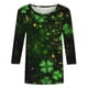 thumbnail image 2 of TaTaai St. Patrick's Day Women's Casual Print Round Neck 3/4 Sleeve T-Shirt Loose Top Gift, 2 of 5