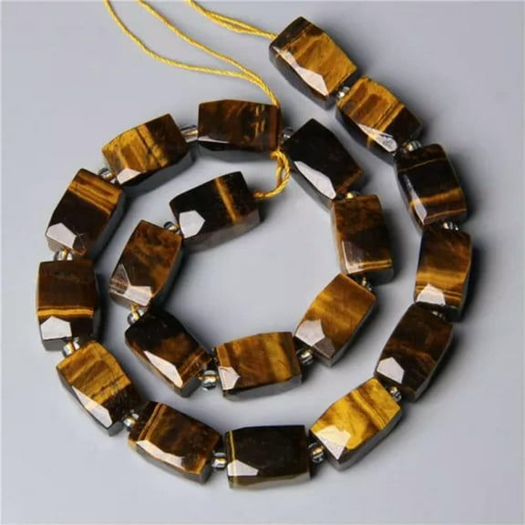 HOOUN Natural Faceted Amethysts Citrines Mixed Crystal Loose Beads For Jewelry Making-Tiger Eye 12x16mm-7.5 inches Strand