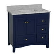 thumbnail image 3 of Abbey 36" Bathroom Vanity with Royal Blue Cabinet and Carrara Marble Top, 3 of 6