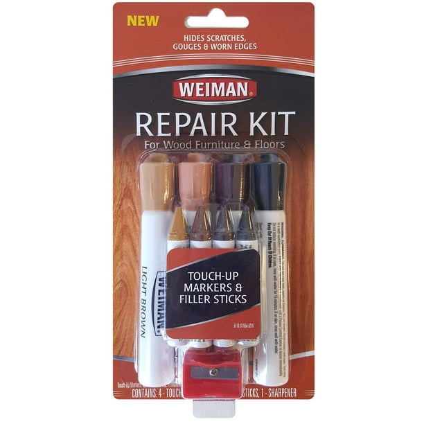 Weiman Wood Repair System Kit 4 Filler Sticks 4 Touch Up Markers