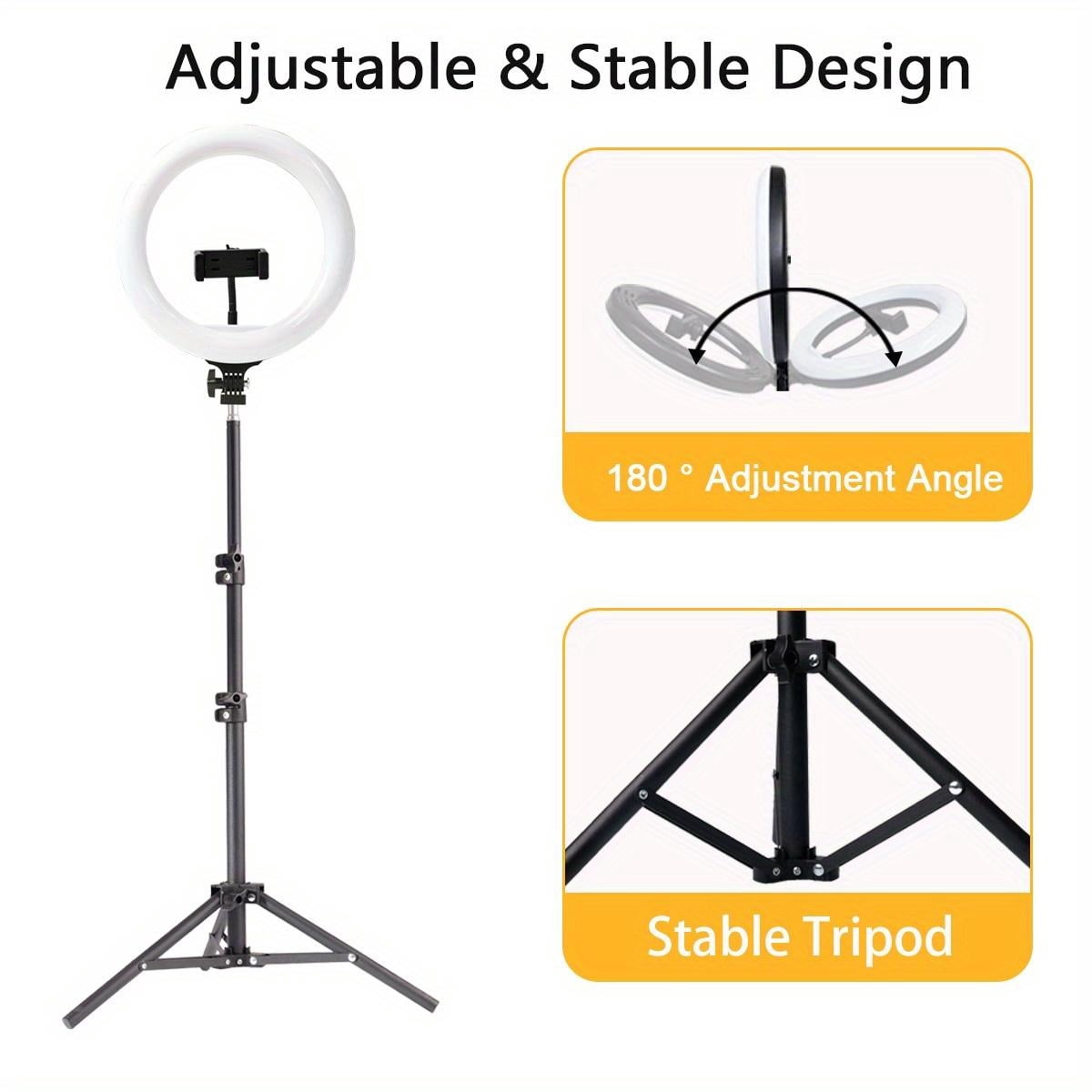 UEGOGO 10" Ring Light w/43" Tripod & Phone Holder - Adjustable LED for Live Stream/Makeup/YouTube/TikTok