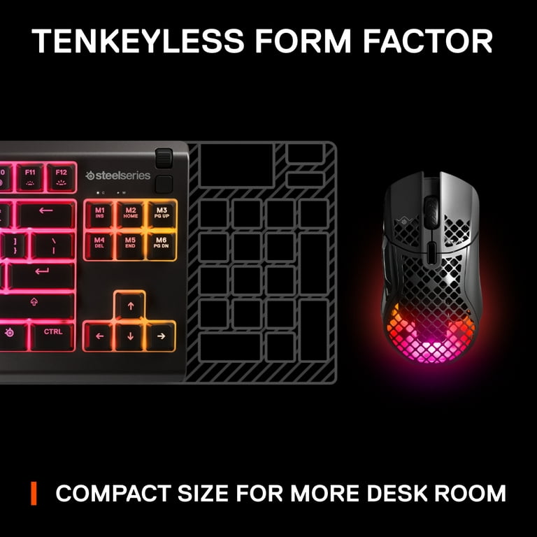  SteelSeries Apex 3 TKL RGB Gaming Keyboard – Tenkeyless Compact  Form Factor - 8-Zone RGB Illumination – IP32 Water & Dust Resistant –  Whisper Quiet Gaming Switch – Gaming Grade Anti-Ghosting,Black : Everything  Else