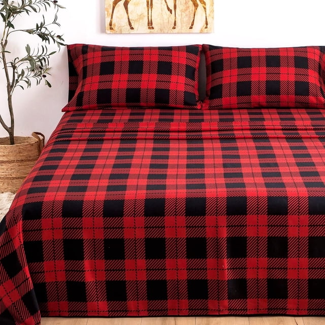 King Size Bed Sheets Set PC Soft Cooling Thread Count Microfiber Printed Sheet Deep Pocket Breathes Better Machine Washable Tropical Palm Tree Fronds Patterned Double