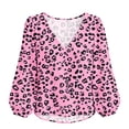 thumbnail image 6 of Lnmiateer Print V Neck Long Sleeve Tunic for Women Loose Fit Breathable Casual Trendy Streetwear Fashion Daily Blouse, 6 of 6