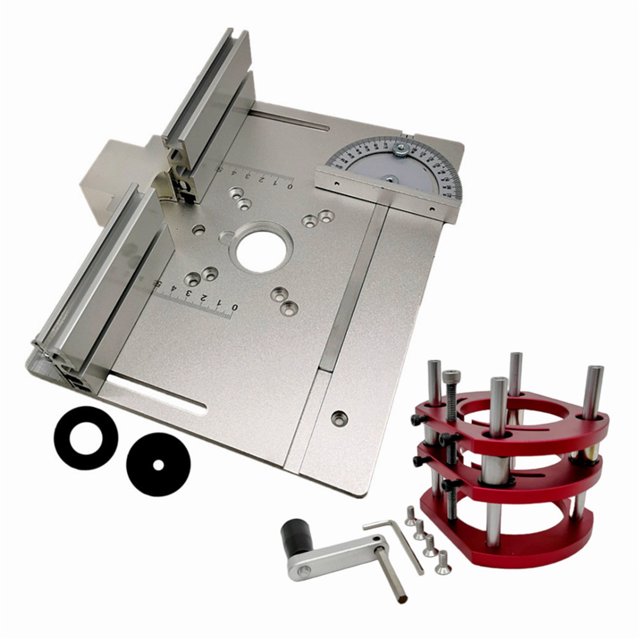 yeacher C8 Base de Levage pour Routeur Inversé avec Plaque Argentée Ensemble 3 Pcs (Ferme de Routeur) + Base, Compatible avec Taille-Haies 64-66mm, Hauteur de Levage 51mm, Construction en Alliage d'Aluminium CNC, Levage Manuel