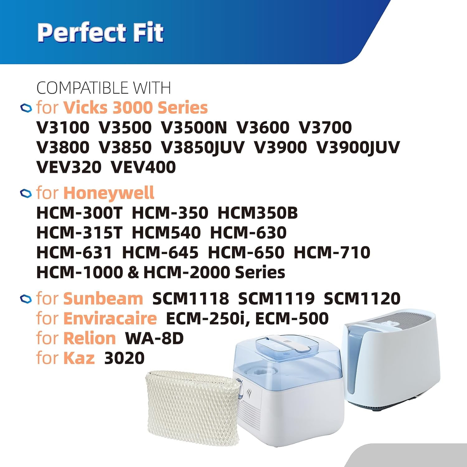 WF2 Humidifier Filter Replacement for Vicks & Kaz Starry Night Cool Mist Humidifier V3500N V3700 V3100 V3900, Fit for Protec PWF2 VEV400 Humidifier Wicking Filters -2 Pack
