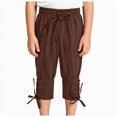 thumbnail image 3 of KPOPLK Kids Boys Medieval Pirate Pants Elastic Waist Lace Up Cuff Cropped Trousers for Kids Halloween Trousers,Size 6-8Years, 3 of 8