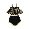 thumbnail image 2 of Douhoow Infant Girl Sunflower Printed Suspender Tops Triangle Shorts Baby 2Pcs Clothes Set, 2 of 8