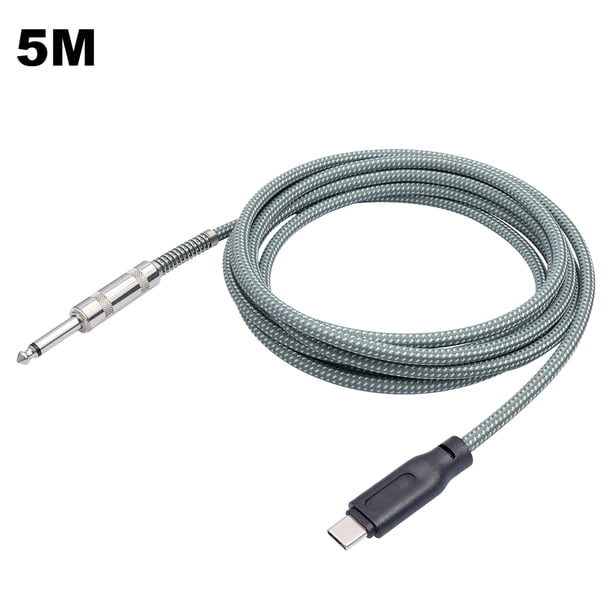 Cable De Audio 1/2/3/5M 6.35mm TS Aux Jack para mecanografiar cable estéreo de C trenzado para iPhone 15 Series