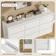 thumbnail image 2 of Modern 9 Drawer Dresser for Bedroom, Wide Wooden Chest, Large Storage Organizer, Versatile Furniture for Living Room Hallway Entryway - White, 2 of 7