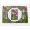 thumbnail image 1 of S4Sassy Purple Tropical Leaves & Floral Printed Dining Room Reversible Tablemats With Napkins set, 1 of 3