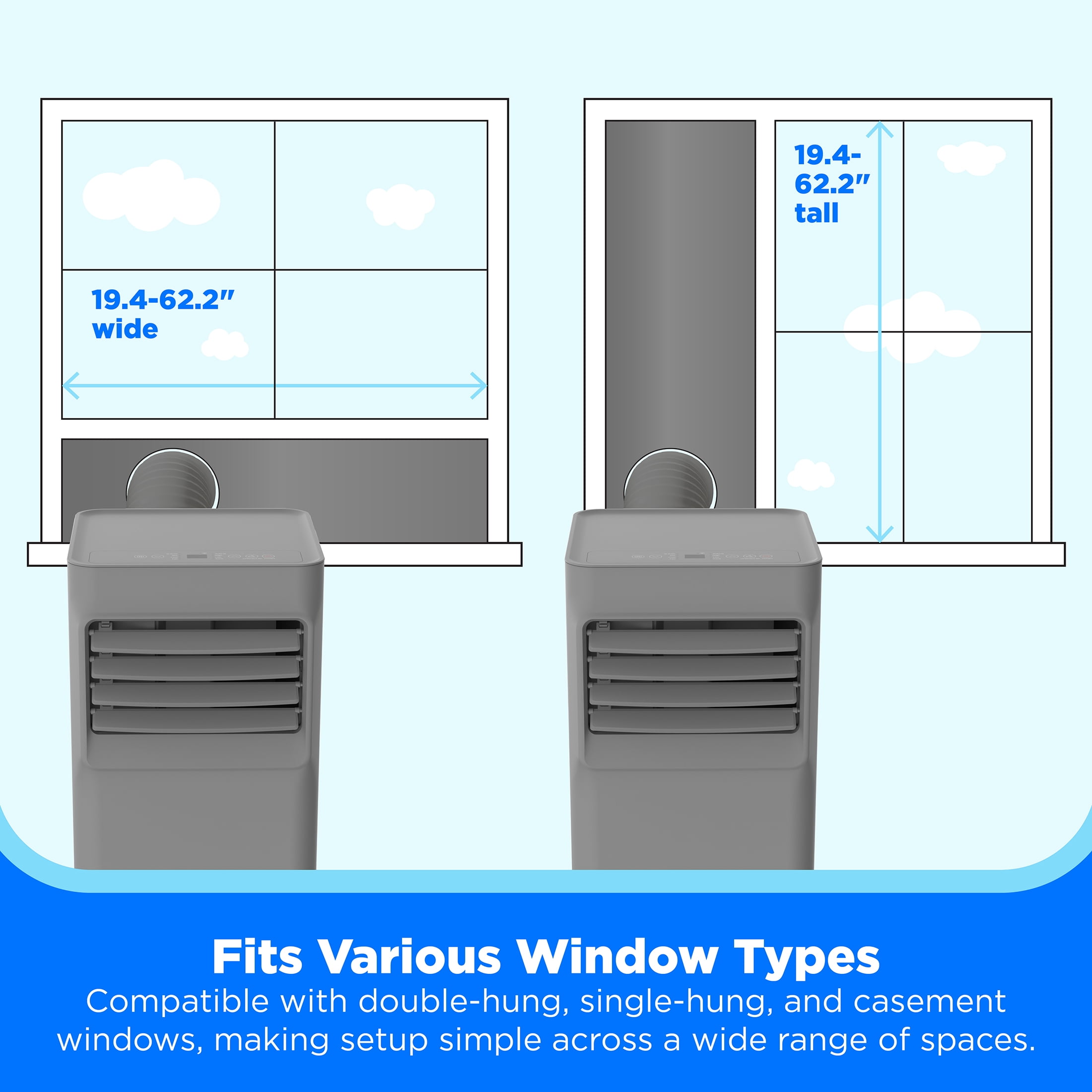 Midea 6,000 BTU Portable Air Conditioner with Wi‑Fi, 2‑Speed, 250 Sq Ft Coverage, Gray