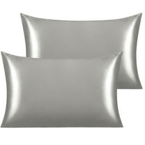 Ntbay 2 Pack Satin Toddler Pillowcases, Silky and Luxurious Travel Pillow Covers with Envelope Closure, 14" x 20", Gray