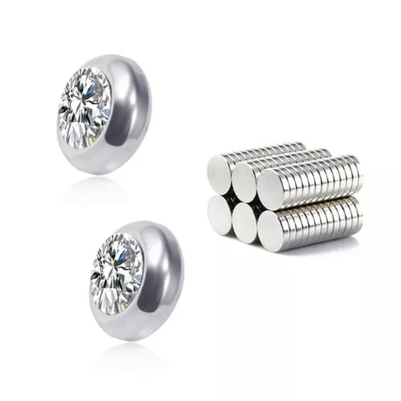 HOOUN New Non Piercing Clip on Magnetic Magnet Ear Stud Mens Womens Fake Earrings-White
