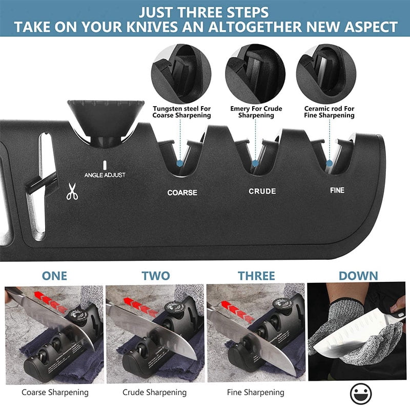 Knife Sharpener Angle Adjustable 4-level Scissors Sharpener Professional Kitchen Knife Sharpener