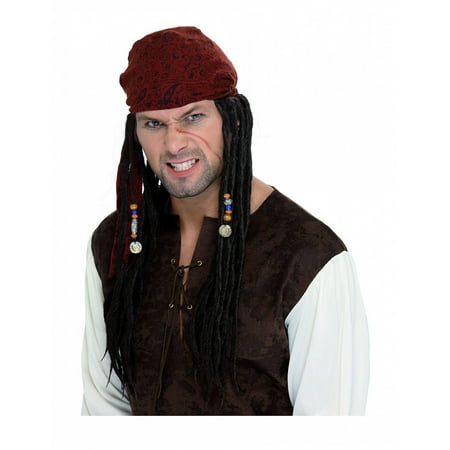 Pirate Wig and Scarf Adult Costume Accessory