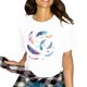 thumbnail image 2 of Blusas de Primavera para las Mujeres Crewneck Pluma Impresión Camiseta 95% Poliéster 5% Spandex, Moda Cómodo Top para las Mujeres de Uso Diario Y de Fiesta, 2 of 9