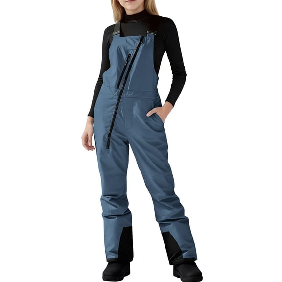 Krdevn Girls Insulated Bib Overalls - Waterproof Snow Pants for Toddler Kids, Winter Ski & Outdoor Play, Windproof Thermal Overalls,12-13 Years