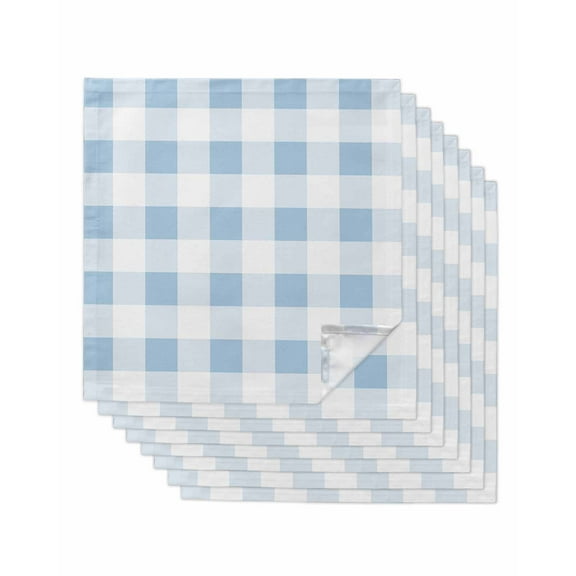 nqOlkjepod Buffalo Plaid Blue, Cloth Napkins Set of 8 Reusable Dinner Napkins, Country French Simple White Lattice Cocktail Napkin Washable Table Napkins for Wedding/Party/Baby Shower 20"x20"