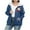 Navy, variant on Makaor Sweatshirts Jacket for Women Christmas Fleece Hooded Coat Solid Plus Size Zipper Long Sleeve Outerwear Clothes