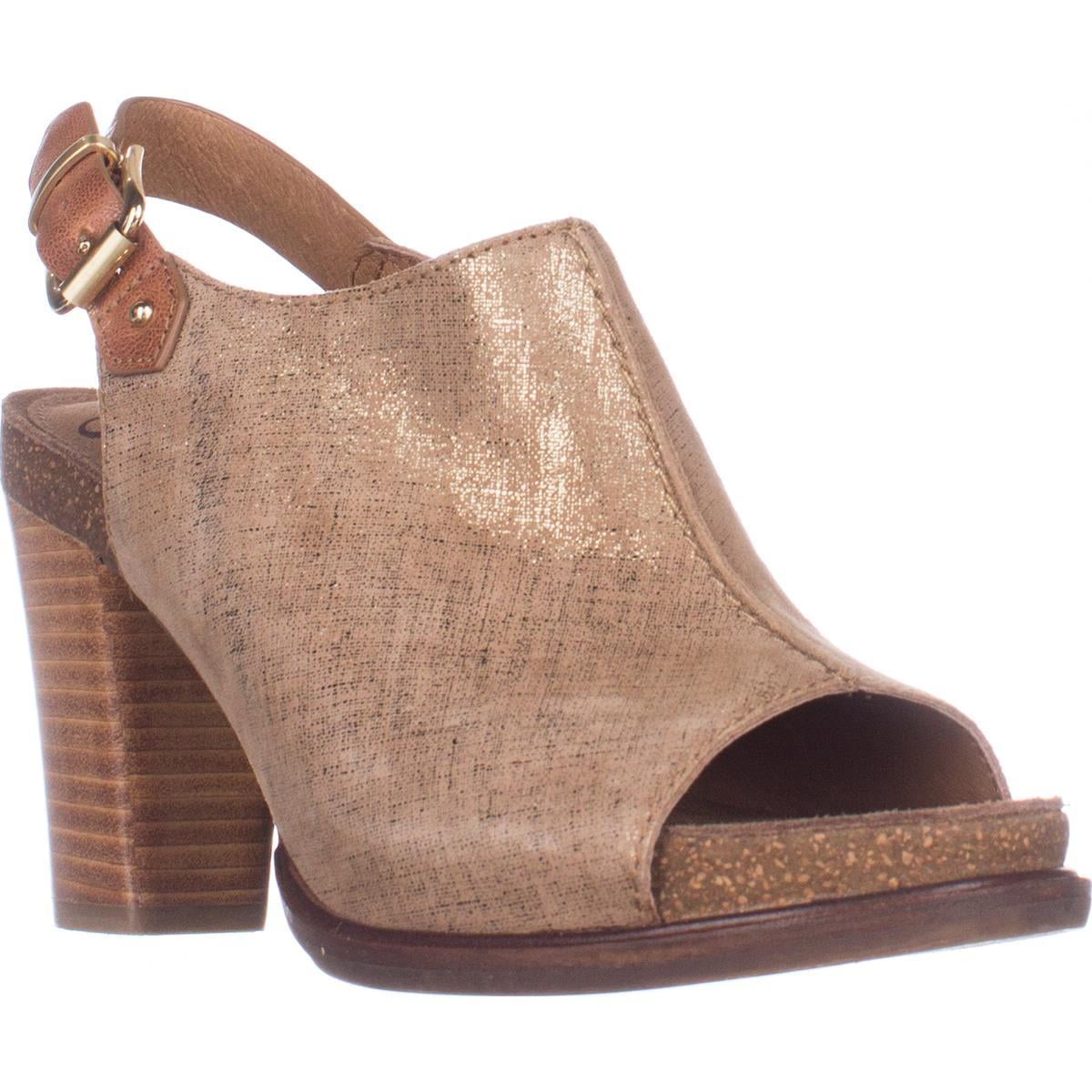 Womens Sofft Cidra Sling Back Comfort Sandals Light Gold Cognac Walmart