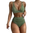 thumbnail image 2 of MSJUHEG Spaghetti Straps,Tummy Control Swimsuits for Women,Strapless Swimsuits for Women,Womens Bikini,Retro Swimsuit for Women,Push Up Bathing Suits for Women,Bathing Suits Green XL, 2 of 6