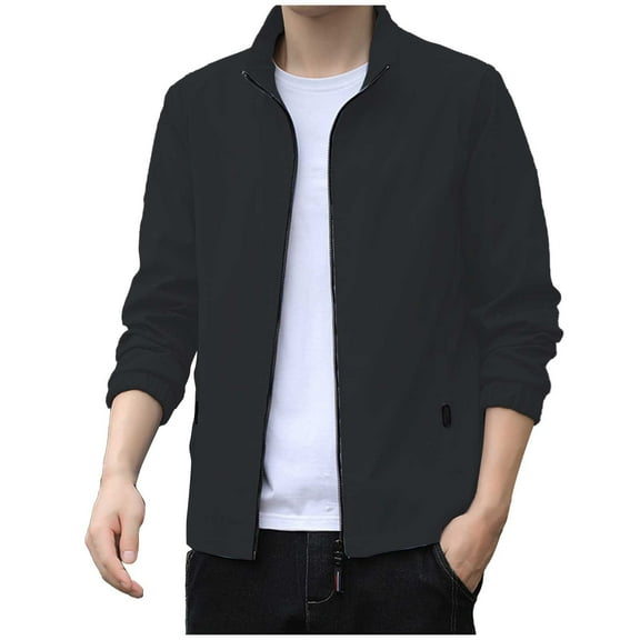 Dpytoraw Mens Autumn Fashion Leisure Square Thin Jacket Blouse Coat Baseball Top
