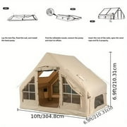 Inflatable Camping Tent 6.6m2 Large Space, 6-8 Person Glamping Tent With Sturdy Canvas, 360° Ventilated Windows, Easy Setup Air Pump Included, For Outdoor Camping And Backyard