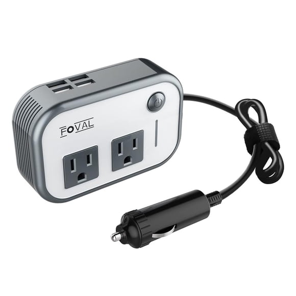 Inversor de corriente para coche FOVAL de 200 W 12 V DC a 110 V AC con 4 USB