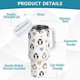 thumbnail image 4 of 40 oz Tumbler With Handle Stainless Steel Insulated Tumbler With Lid for Car Cup Holder Cute Penguins and Heart Pattern, 4 of 9