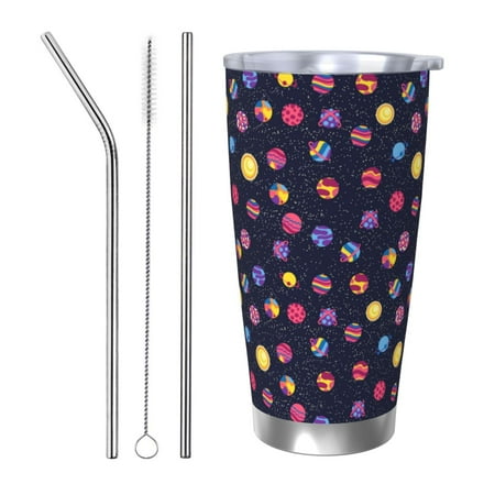 

Logiee Planets Print 20OZ Car Cup with Lid Stainless Steel Vacuum Insulated Double Wall Travel Tumbler Durable Insulated Coffee Mug Thermal Cup with Straw-Straw Three-piece Set