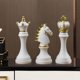 thumbnail image 5 of 3 piezas de escultura de ajedrez internacional con caballero para mesa de casa blanco, 5 of 9