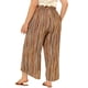 thumbnail image 3 of Pantalones de talla grande para mujeres, pantalones de pierna ancha de rayas con cintura elástica dividida 2X marrón, 3 of 6