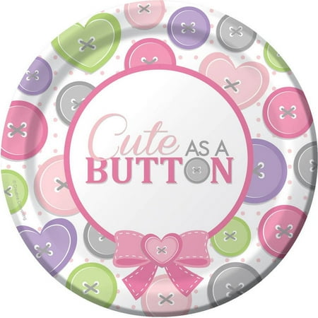 Cute As A Button - Girl Dessert Plates,