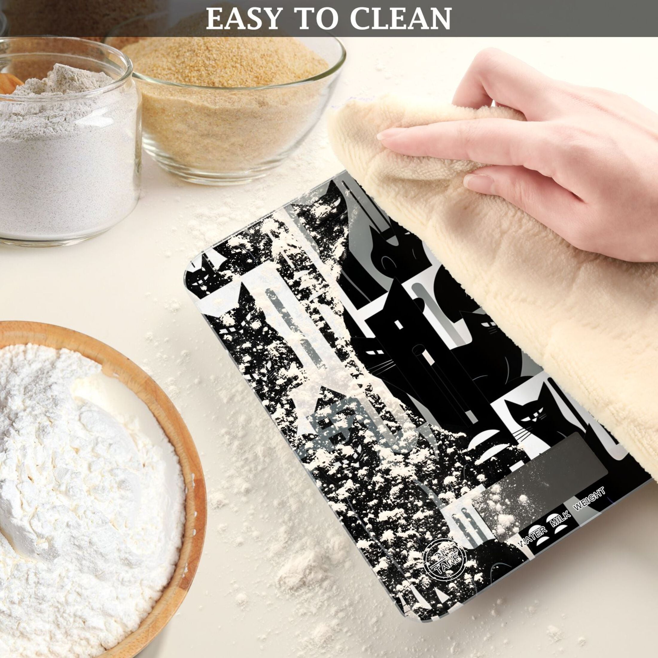 Black Cats Houses Food Scale Digital Kitchen Scale Waterproof Tempered Glass Tare Function 11 lb for Baking Cooking Meal Prep