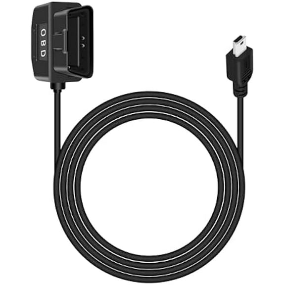 YJJSKEJI OBD Power Cable for Dash Cam, Mini USB to OBD-II Hardwire Adapter with Switch Button Connector Plug and Play 24 Hours Monitoring/Acc Mode (11.5ft/3.5m)