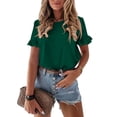 thumbnail image 1 of KYAIGUO T-Shirts Décontractés en Coton d'Été pour Femmes Manches Courtes Col Rond Ample Basique P-2TG, 1 of 5