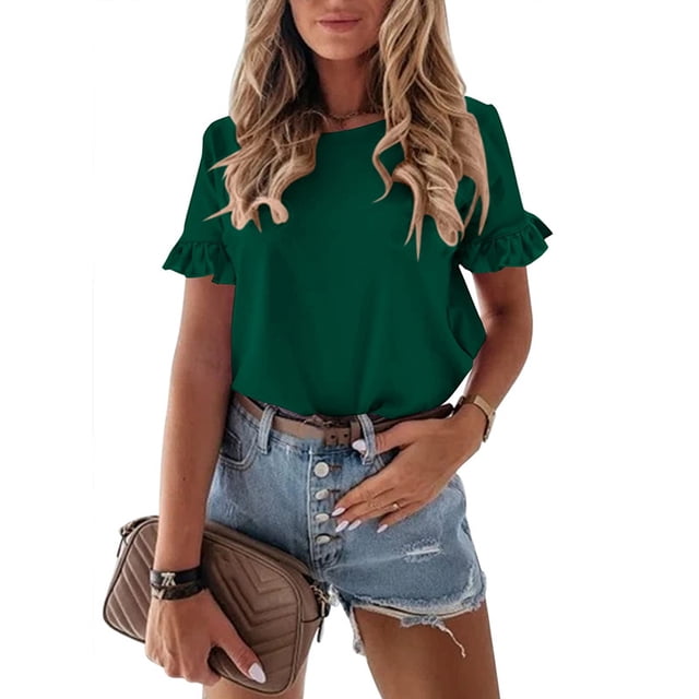 KYAIGUO T-Shirts Décontractés en Coton d'Été pour Femmes Manches Courtes Col Rond Ample Basique P-2TG