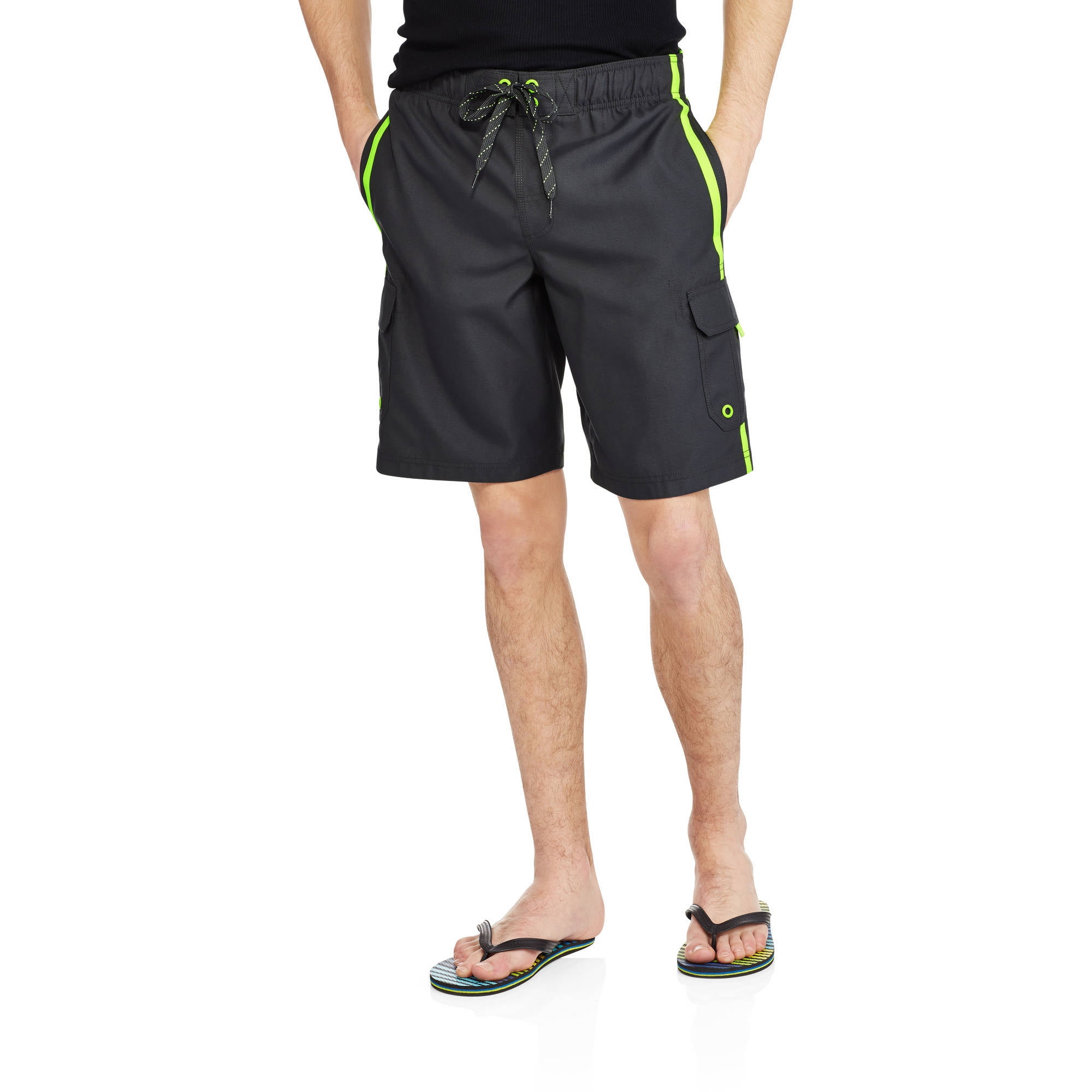 Ocean Pacific Big Men's Elastic Waist Solid Color Cargo Swim Trunk