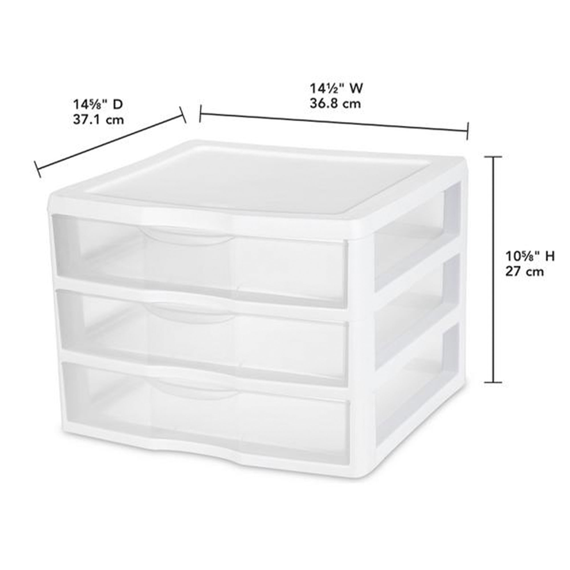 Sterilite Clear Plastic Stackable Small 3 Drawer Storage System, (12 Pack)