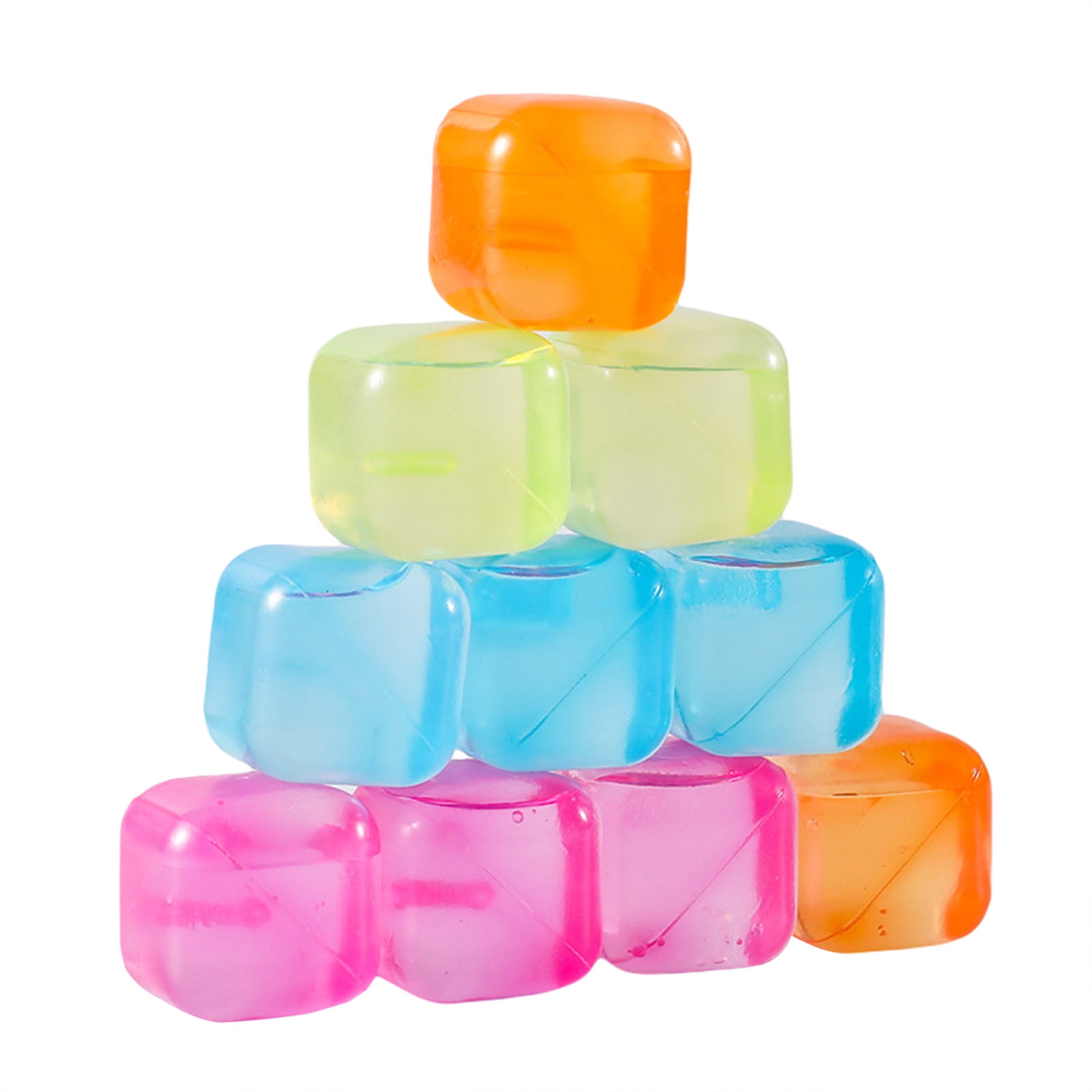 New 32 ct Reusable Plastic Ice Cubes Assorted Colors 