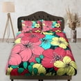 thumbnail image 1 of Ropa de cama Hibiscus de colores, sábana ajustable, bolsillos profundos, estampados florales,, 1 of 5