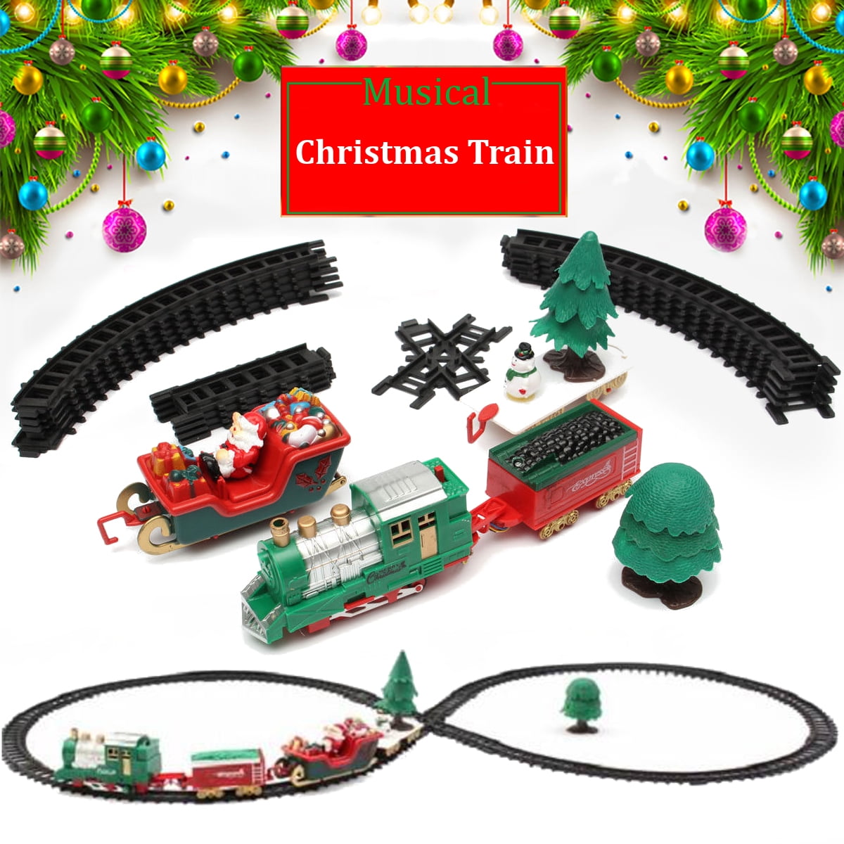 musical christmas tree train set