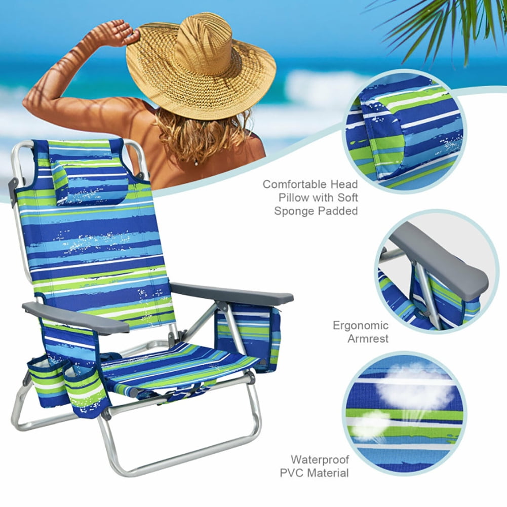 Aimee Lii 4-Pack 5-Position Outdoor Folding Backpack Beach Reclining Chair with Pillow, Outdoor Patio Furniture, Blue Aimee Lii 4-Pack 5-Position Outdoor Folding Backpack Beach Reclining Chair with Pillow, Outdoor Patio Furniture, Blue