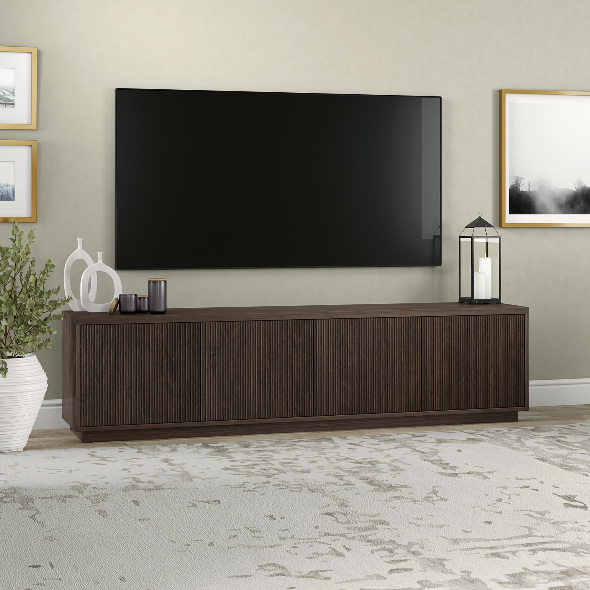 Hanson Rectangular TV Stand for TV's up to 85" in Alder Brown