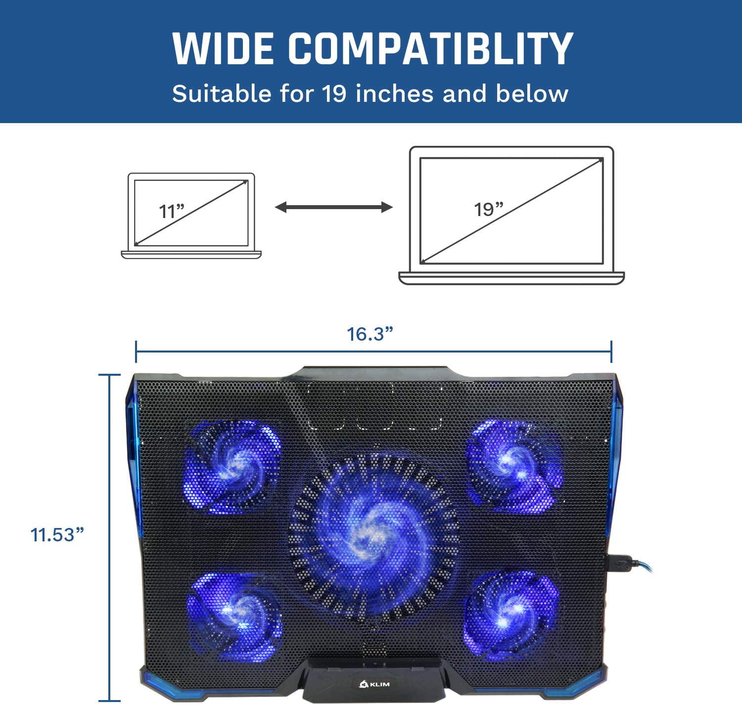 Buy Certified Used KLIM Cyclone Laptop Cooling Pad Stand, 5 Fans