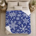 thumbnail image 5 of Bold White Snowflakes on Blue, Cheerful Holiday Style for Winter Lovers, Frosted Star Pattern and Christmas Gift, Soft Flannel Blanket for Family Room and Bedroom, Home Decor, 5 of 9