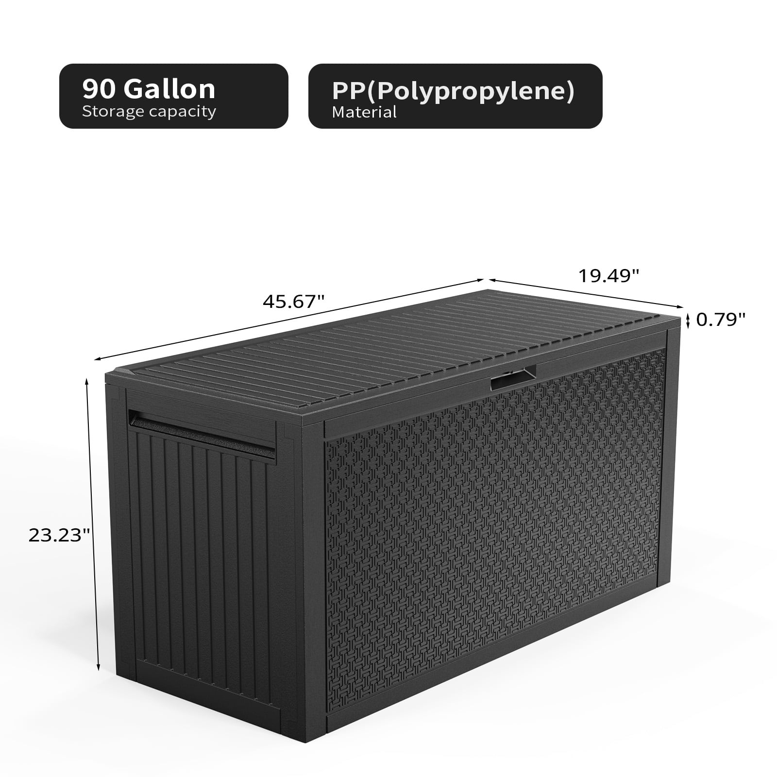 90 Gallon Outdoor Garden Storage Box with Wheels, Weatherproof UV-Resistant Plastic, Lockable Design, Moulded Handles, Large Deck Box for Patio Cushions Tools Toys BBQ Supplies