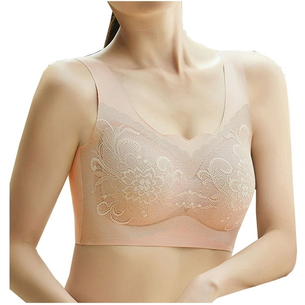 Women's Minimizer Bra, Wirefree Seamless Breathable Wire Free Bra Top  Smoothing Pullover T-Shirt Bra for Everyday Wear